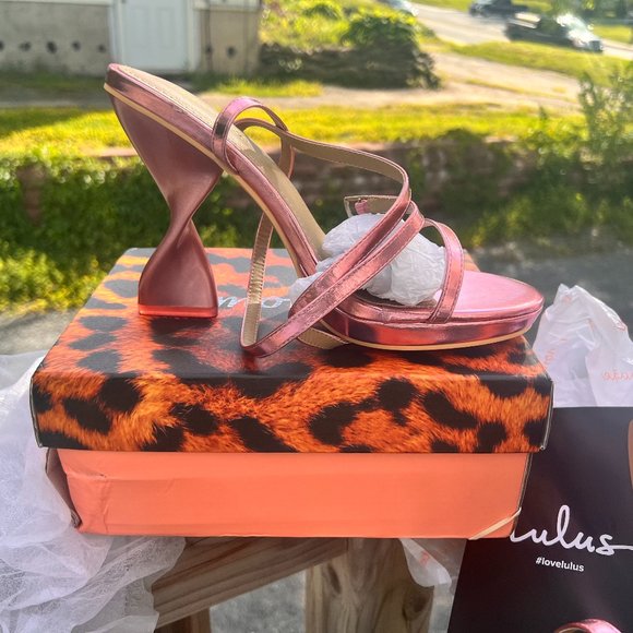 Kelly Pink Sculpted High Heel Sandals - Picture 2 of 6